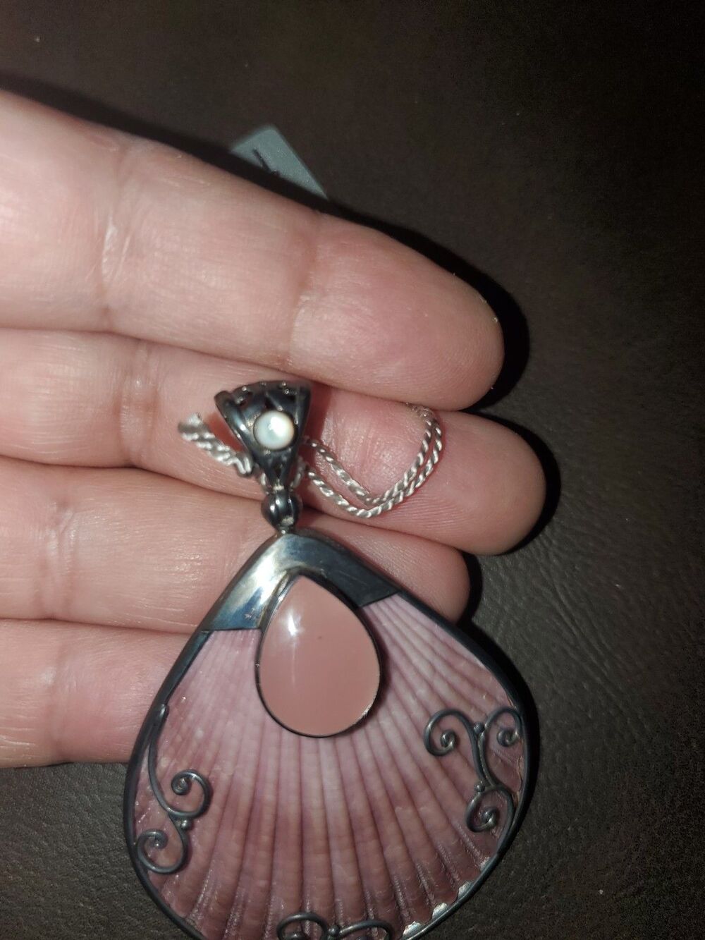 Starborn Creations 925 Silver Pendant With Natural Shell, Mother Of Pearl And... - Picture 4 of 11